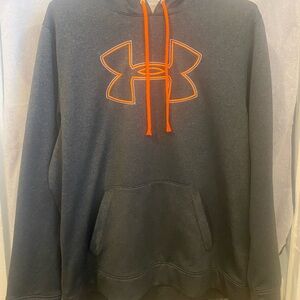 Under Armour Men's Charcoal Hoodie with Bright Orange Details Men’s 2XL (XXL)